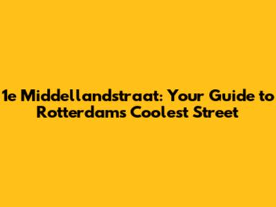 1e Middellandstraat: Your Guide to Rotterdam's Coolest Street