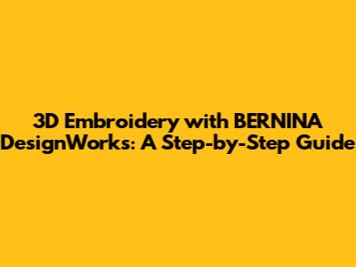 3D Embroidery with BERNINA DesignWorks: A Step-by-Step Guide
