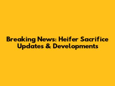 Breaking News: Heifer Sacrifice Updates & Developments