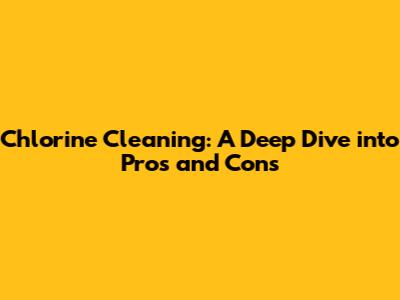 Chlorine Cleaning: A Deep Dive into Pros and Cons