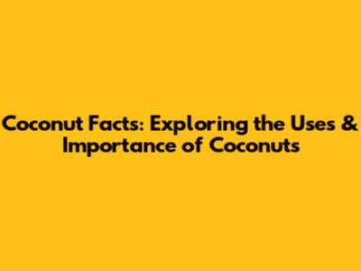 Coconut Facts: Exploring the Uses & Importance of Coconuts
