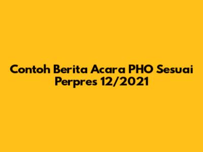Contoh Berita Acara PHO Sesuai Perpres 12/2021