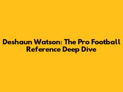 Deshaun Watson: The Pro Football Reference Deep Dive
