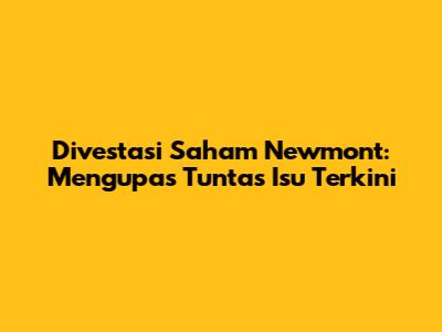Divestasi Saham Newmont: Mengupas Tuntas Isu Terkini