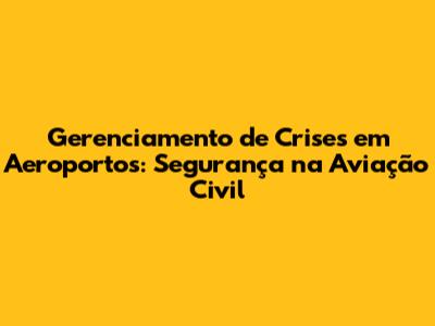 Gerenciamento de Crises em Aeroportos: Segurança na Aviação Civil