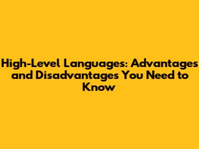 High-Level Languages: Advantages and Disadvantages You Need to Know