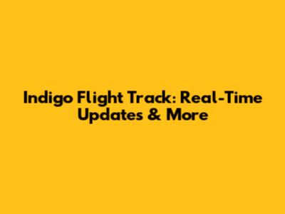 Indigo Flight Track: Real-Time Updates & More