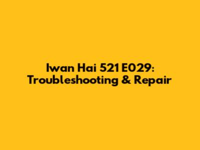 Iwan Hai 521 E029: Troubleshooting & Repair