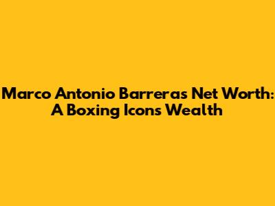 Marco Antonio Barrera's Net Worth: A Boxing Icon's Wealth