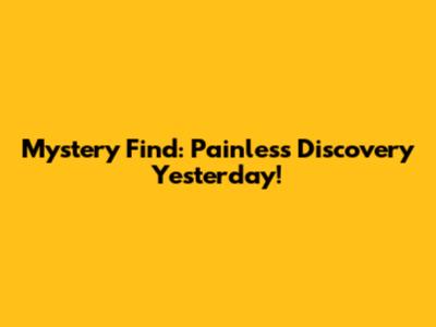 Mystery Find: Painless Discovery Yesterday!