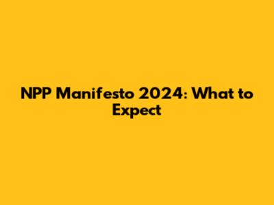 NPP Manifesto 2024: What to Expect