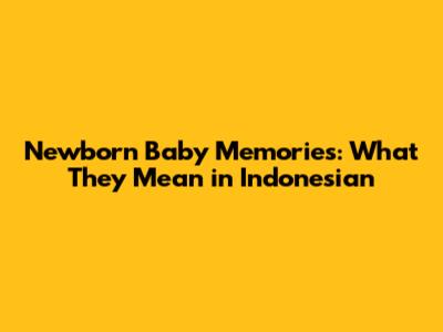 Newborn Baby Memories: What They Mean in Indonesian