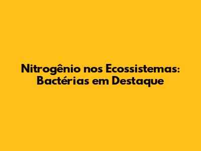 Nitrogênio nos Ecossistemas: Bactérias em Destaque