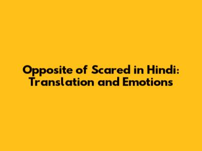 Opposite of Scared in Hindi: Translation and Emotions