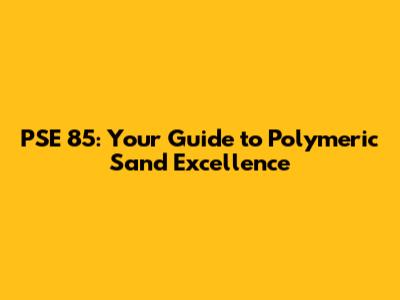 PSE 85: Your Guide to Polymeric Sand Excellence