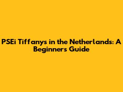 PSEi Tiffany's in the Netherlands: A Beginner's Guide