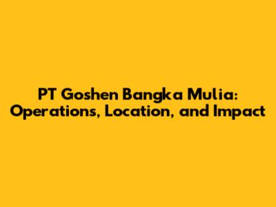 PT Goshen Bangka Mulia: Operations, Location, and Impact