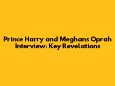 Prince Harry and Meghan's Oprah Interview: Key Revelations