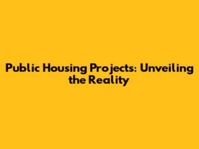 Public Housing Projects: Unveiling the Reality