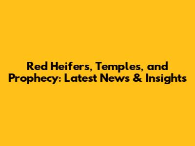 Red Heifers, Temples, and Prophecy: Latest News & Insights