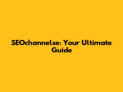 SEOchannelse: Your Ultimate Guide