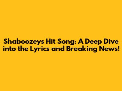 Shaboozey's Hit Song: A Deep Dive into the Lyrics and Breaking News!