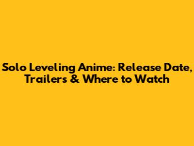 Solo Leveling Anime: Release Date, Trailers & Where to Watch