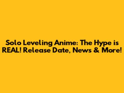 Solo Leveling Anime: The Hype is REAL! Release Date, News & More!