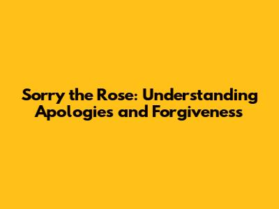 Sorry the Rose: Understanding Apologies and Forgiveness