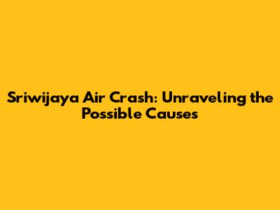 Sriwijaya Air Crash: Unraveling the Possible Causes