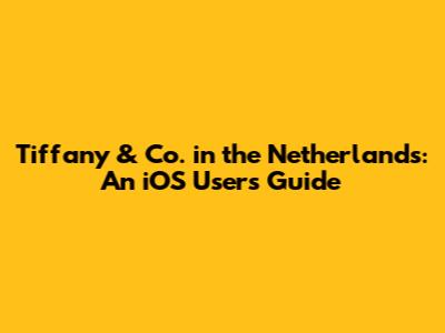 Tiffany & Co. in the Netherlands: An iOS User's Guide