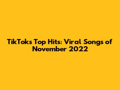 TikTok's Top Hits: Viral Songs of November 2022