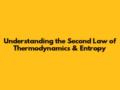 Understanding the Second Law of Thermodynamics & Entropy