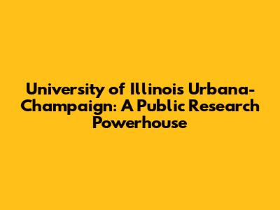 University of Illinois Urbana-Champaign: A Public Research Powerhouse
