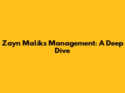 Zayn Malik's Management: A Deep Dive